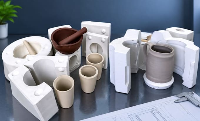 design multi part plaster mold for undercut ceramic slip casting