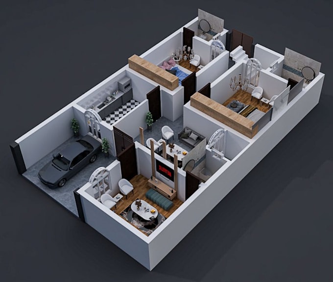 create isometric 3d floor plan for real estate and air bnb