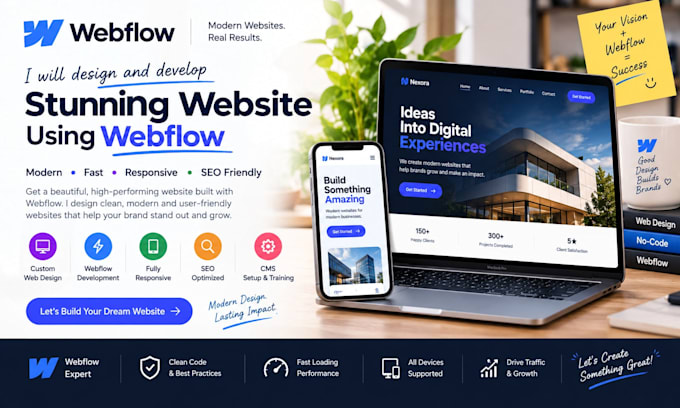 build stunning website using webflow, webflow website development landingpage