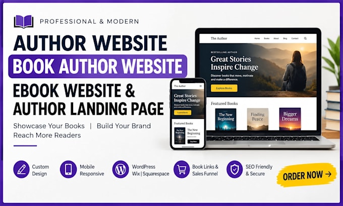design author website book author website ebook website and author landing page