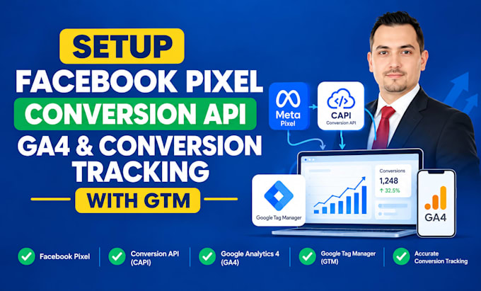 setup facebook pixel conversion API ga4 and conversion tracking with GTM