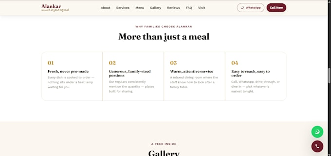 design a modern responsive restaurant website with whatsapp ordering