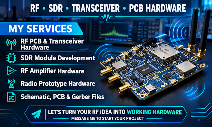 design rf transceiver pcb, sdr module, amplifier and radio prototype hardware