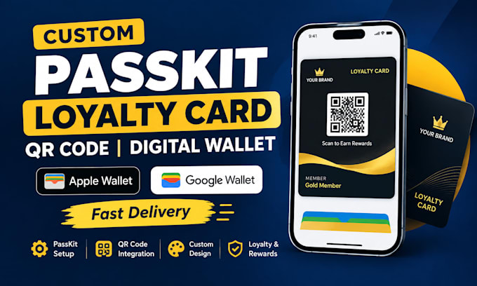 design custom passkit loyalty card qr code digital wallet apple google wallet