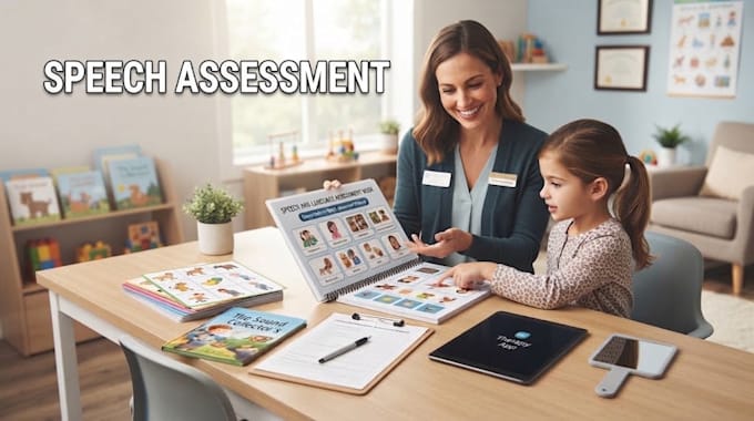 conduct a standardized speech and language assessment