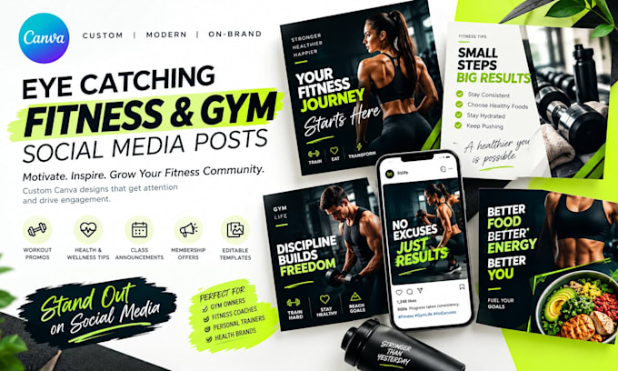 create eye catching canva fitness and gym social media posts