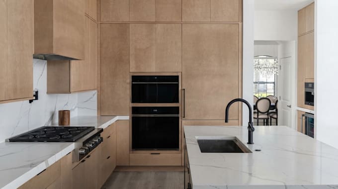 create modern kitchen interior design with space planning and 3d
