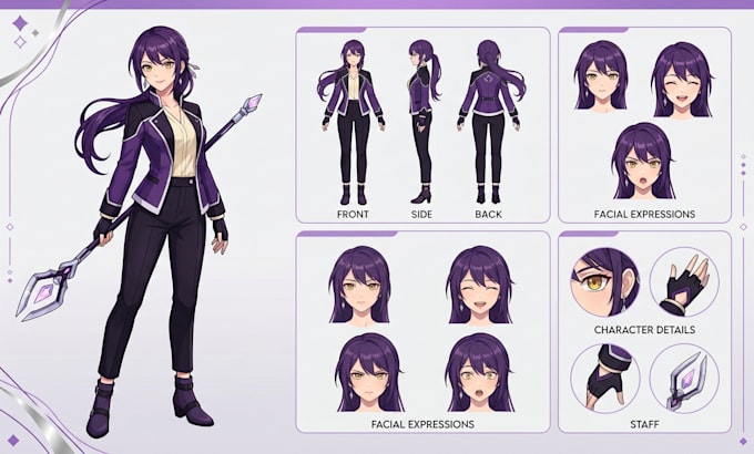 design an original anime character and reference sheet