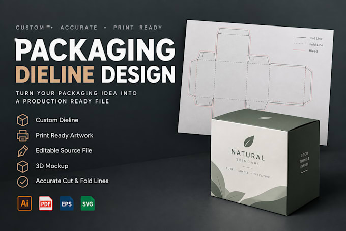 create professional packaging dieline and print ready design