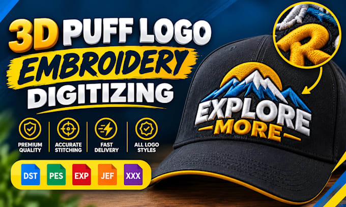 do 3d puff logo embroidery digitizing for perfect puff stitches