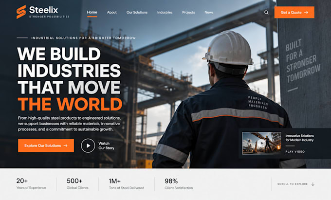 design squarespace business website b2b industrial manufacturing website