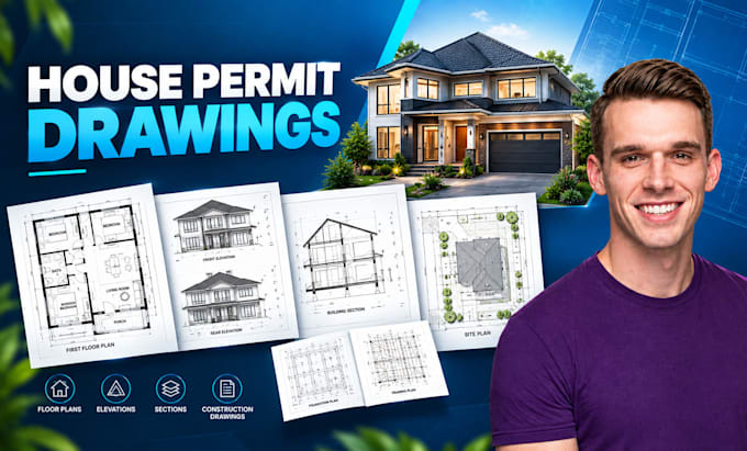 create house permit drawings, architectural plans, floor plans and elevations