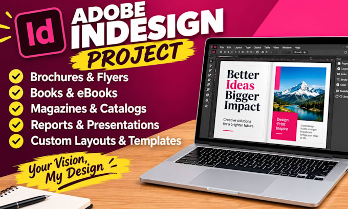 do adobe indesign project, magazine layout, illustrator, adobe indesign layout
