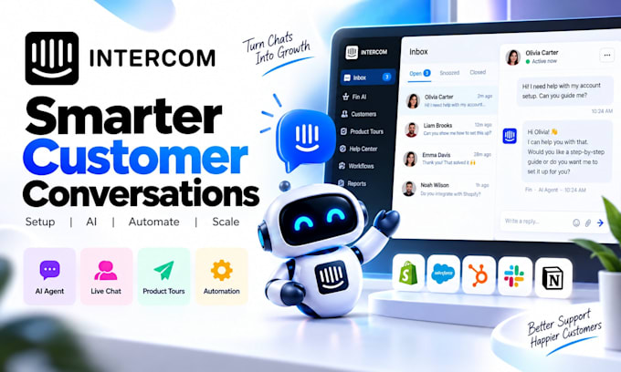 do intercom fin ai agent setup, intercom product tours, live chat, chatbot setup