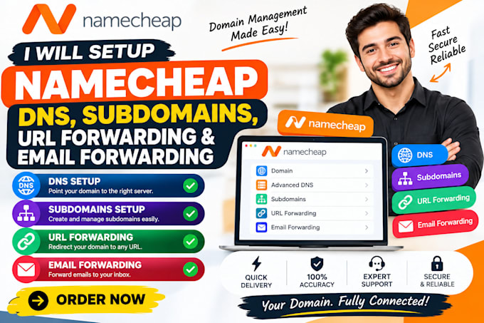 setup namecheap dns, subdomains, URL forwarding and email forwarding