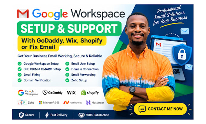 google workspace setup with godaddy,wix,shopify or fix email