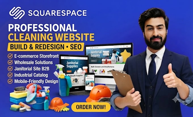 build cleaning supply website squarespace janitorial material industrial website