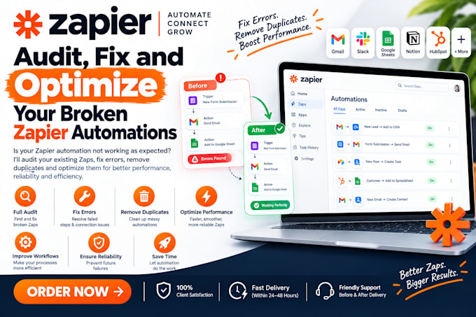 audit, fix and optimize your broken zapier automations