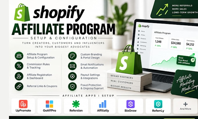 setup affiliate program uppromote goaffpro refersion affiliatly bixgrow referrly