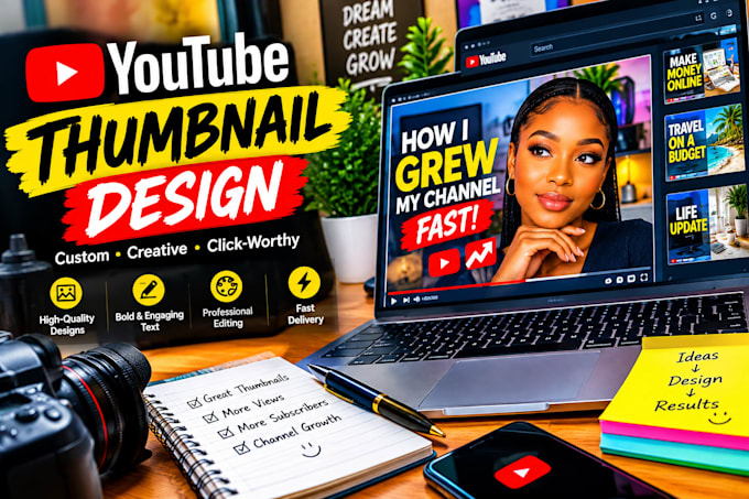 design eye catchy youtube thumbnail