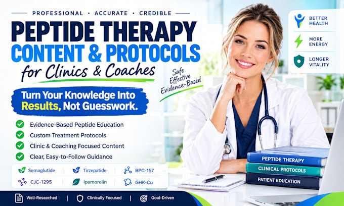 write peptide therapy content and protocols for clinics and coaches