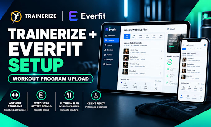 set up trainerize or everfit and upload your workout program