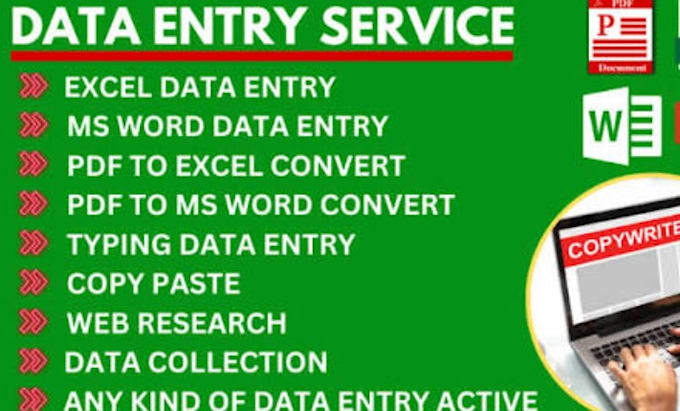 do data entry, copy paste, data scraping, email leads, pdf to excel data