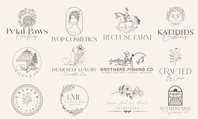 create custom hand drawn boho style vintage logo design