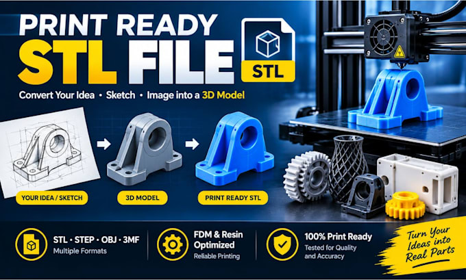 convert your idea into a print ready stl files for 3d printing