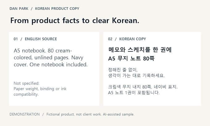 localize your english product descriptions into clear korean