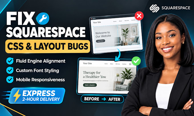 fix squarespace custom font mobile scroll fluid engine header footer button css