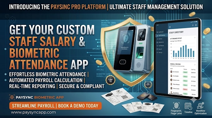 develop private staff attendance biometric salary calculation application