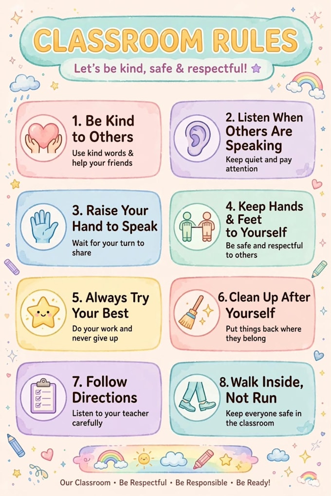 design educational posters, classroom decor and kids learning charts