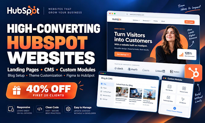 build hubspot website landing page cms and custom modules hubspot blog, develop