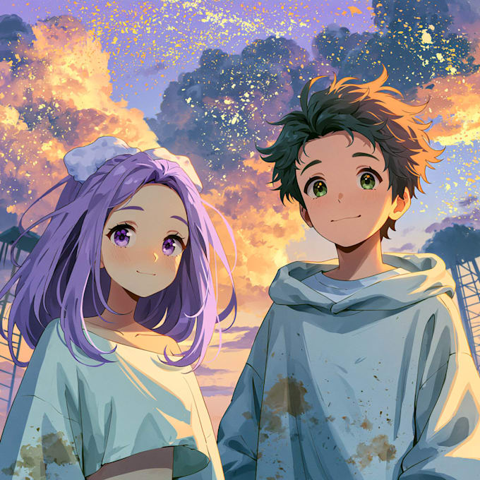 design anime couple illustrations