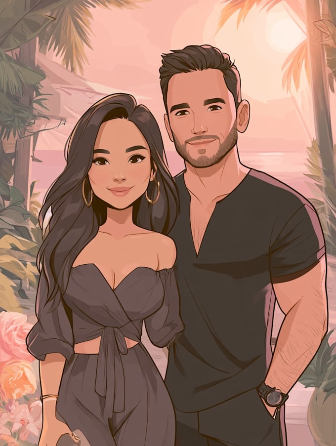 couple portrait wedding portrait illustration