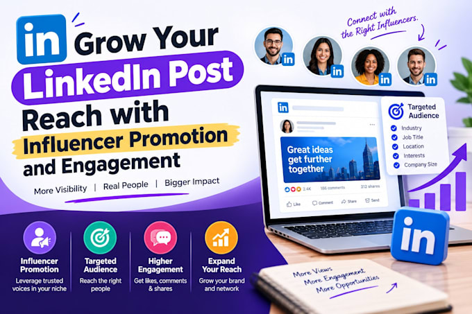 grow your linkedin post reach with influencer promotion and engagement