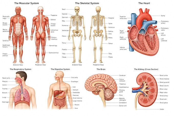 draw anatomy and medical vector illustration
