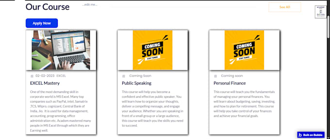 create a professional website using the bubble