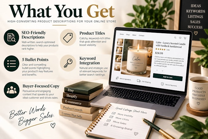 write SEO product descriptions for etsy and shopify