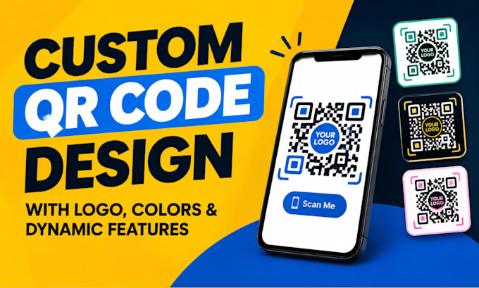 design a professional custom qr code with logo, colors and dynamic features