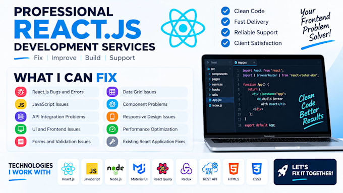 fix bugs and errors in your react js application