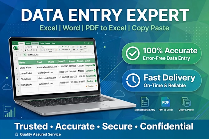 do data entry, typing work, pdf to word and excel data entry