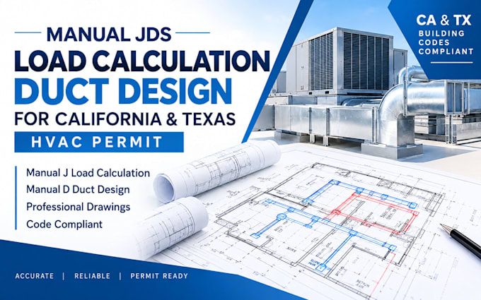 do manual jds load calculation duct design for california texas permit drawings