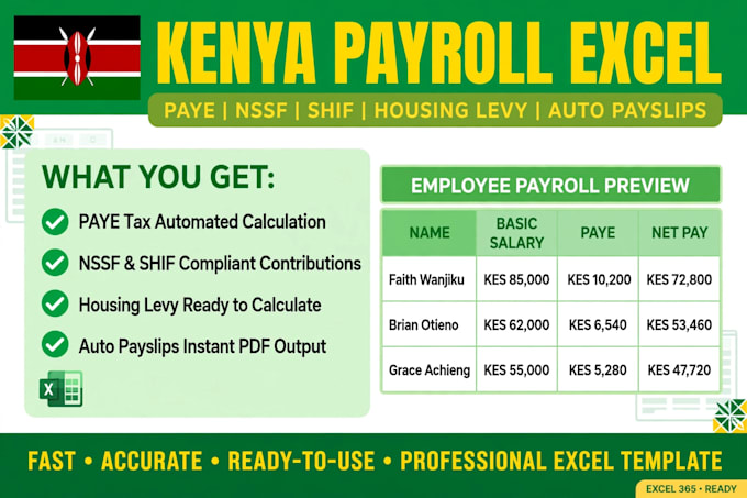 do kenya payroll, HR, excel payslips, paye nssf shif