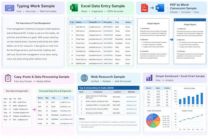 do data entry, typing, copy paste, and ms excel