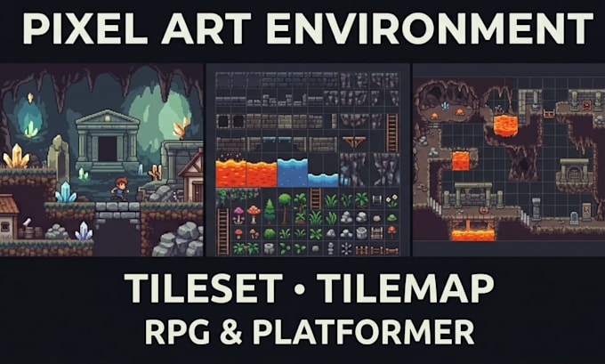 create pixel art environment tileset tilemap for 2d rpg and platformer games