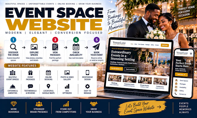 design a professional event space and venue booking website