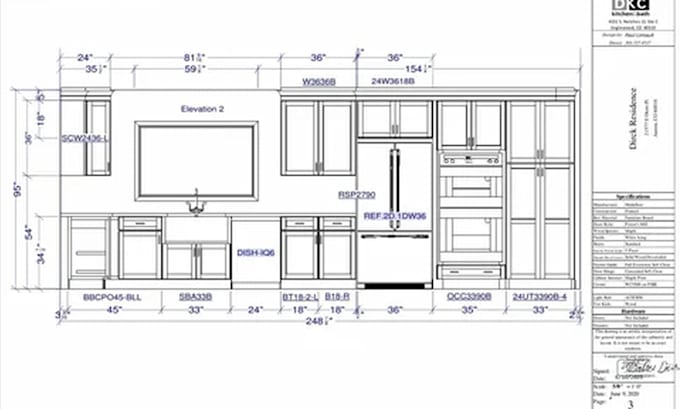 create kitchen or bathroom floor plans, elevation and cabinet drawings