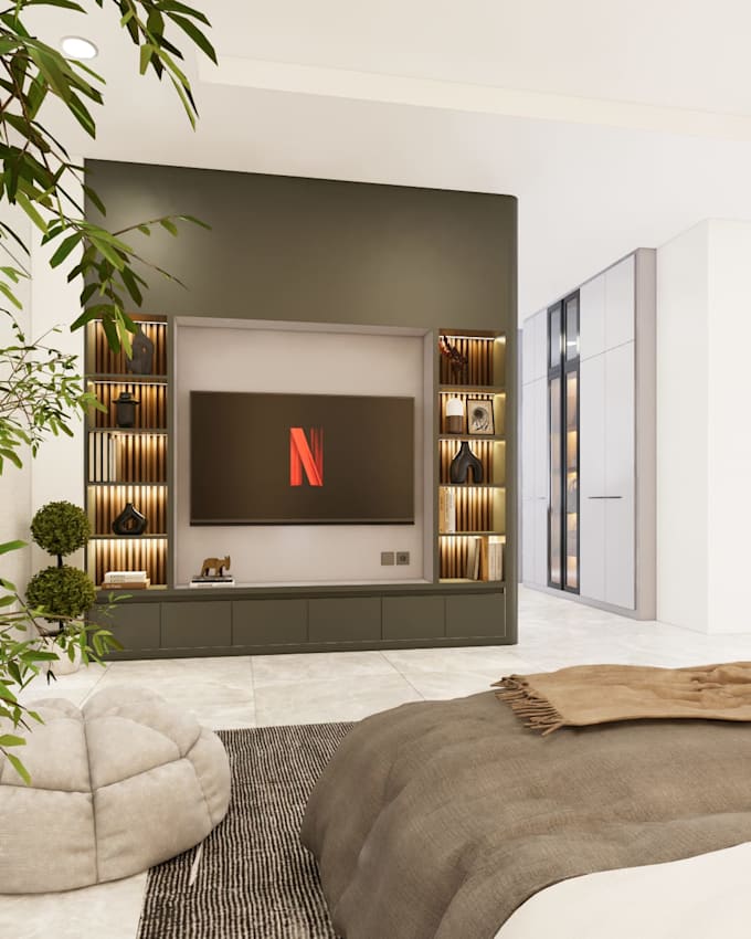 design a modern minimalist interior with realistic 3d visualization
